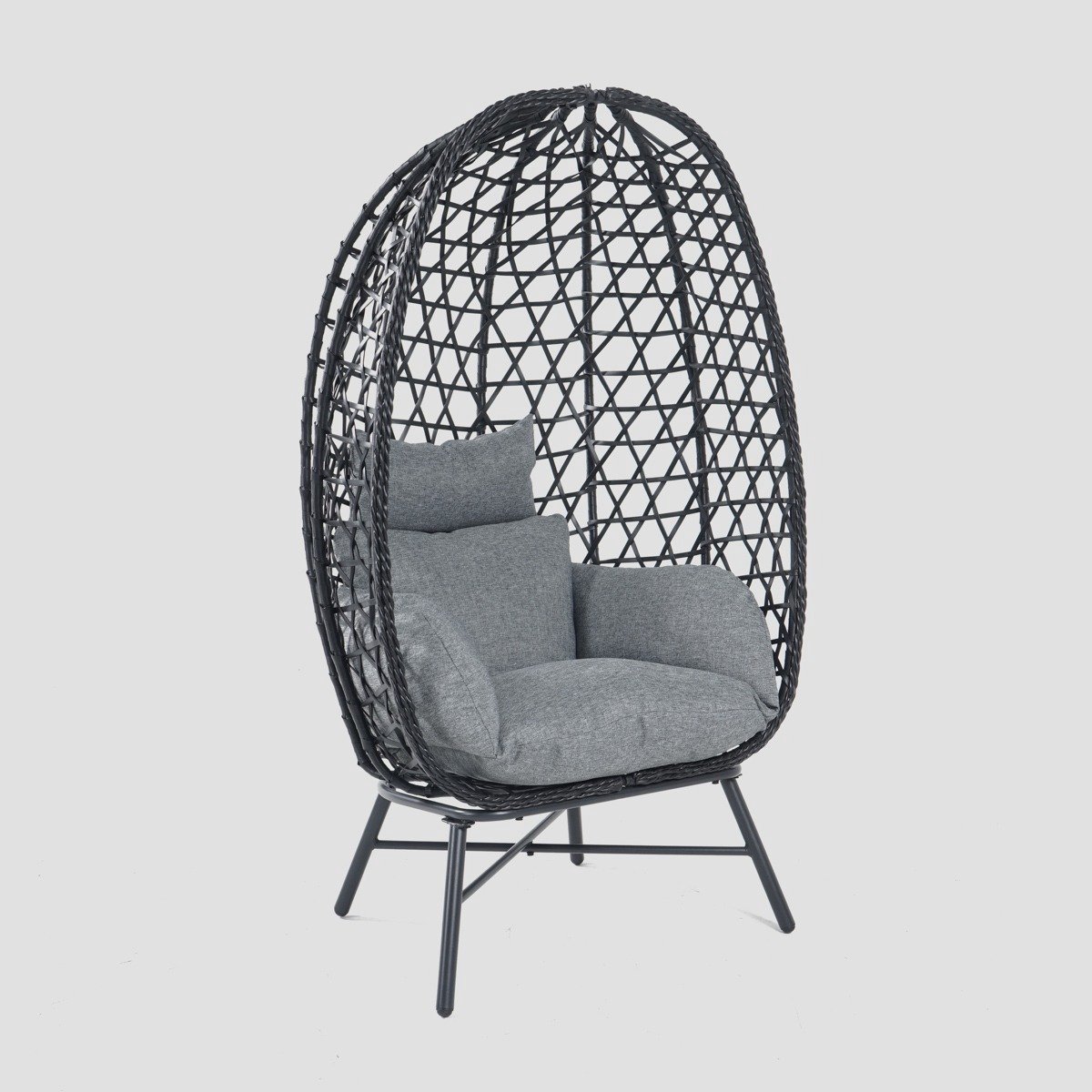 Homla Armchair - PARAISO - Black with Grey Cushion - 85x67x144 cm