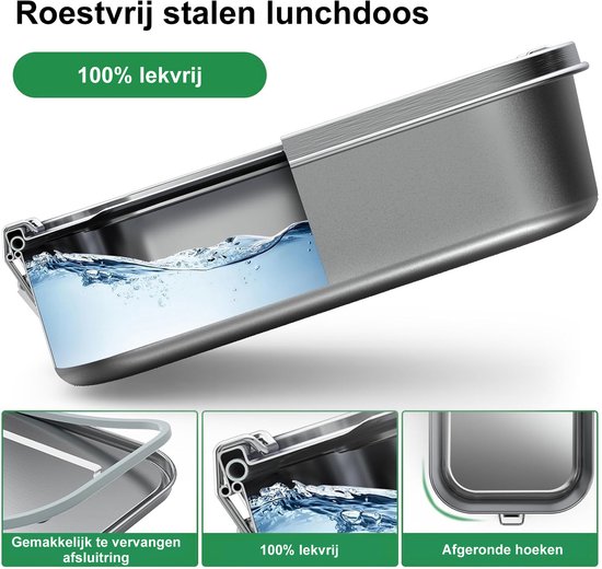 Set de 7 Boîtes de conservation TTLUOKER® en acier inoxydable 304 - Boîte à lunch - Boîtes hermétiques et anti-fuites Prep des repas - Compatible congélateur et lave-vaisselle - Sans BPA