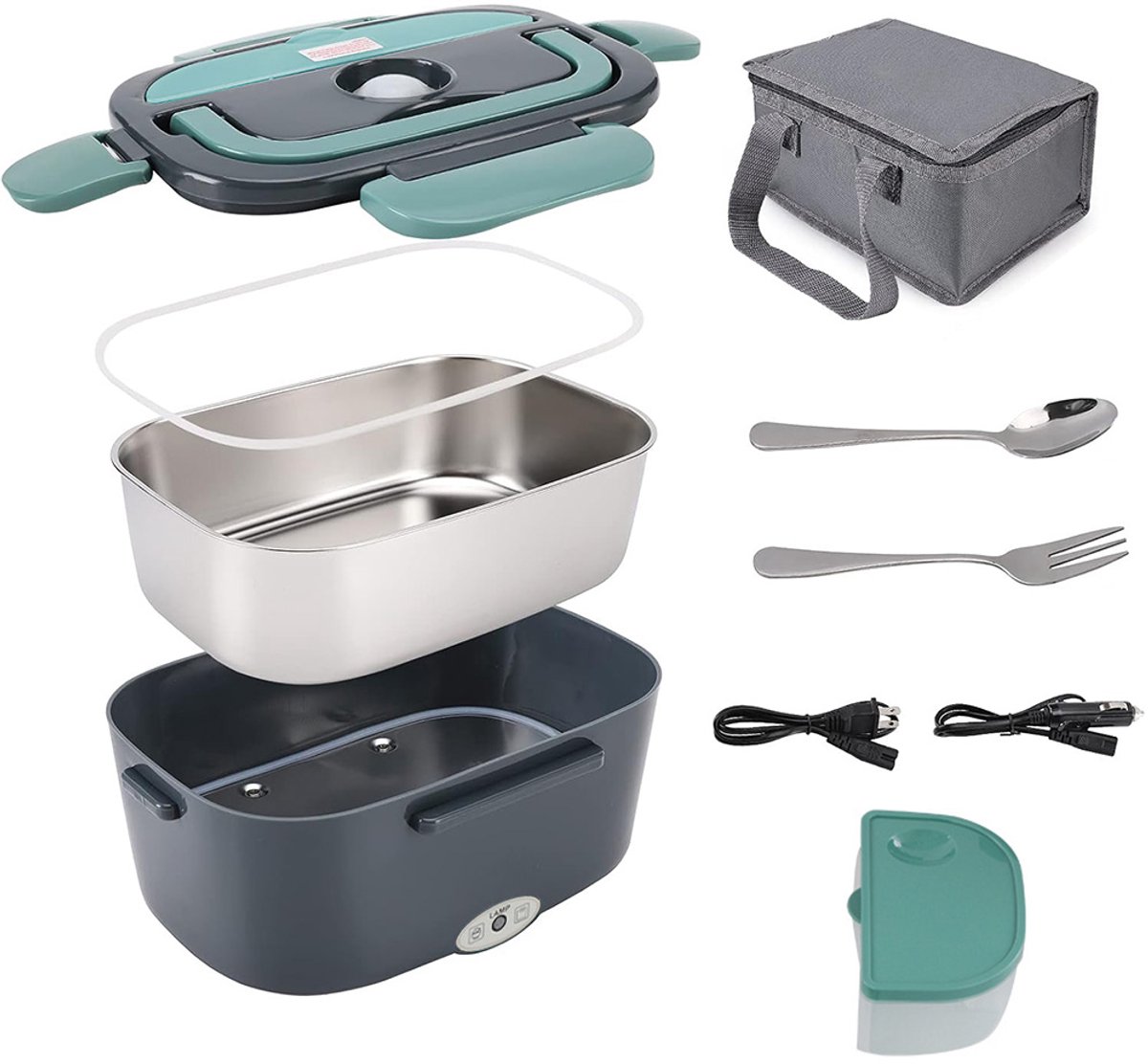 MOPUEA Elektrische Lunchbox 4 in 1 für Zuhause und Auto, 1,2 L