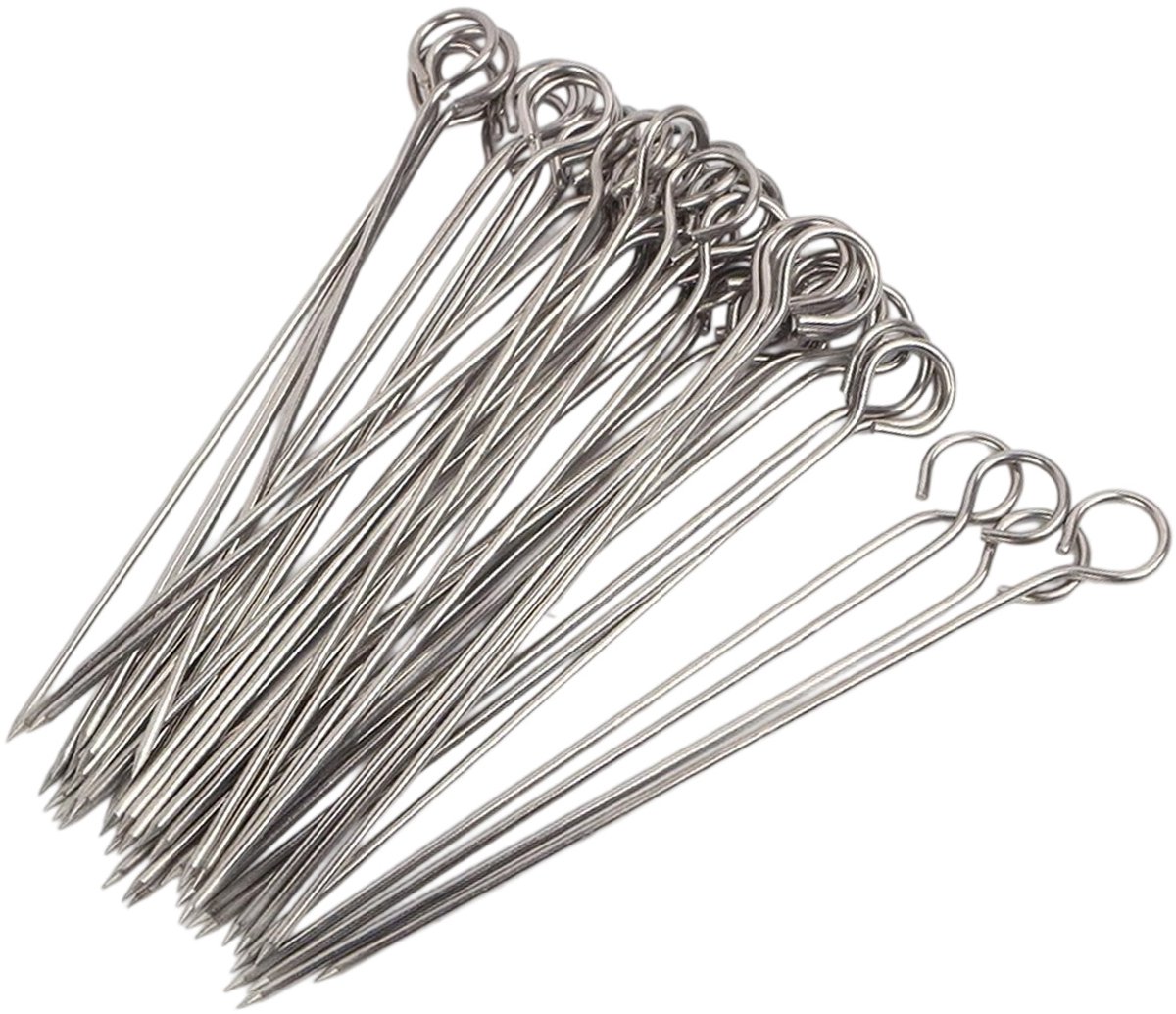 Gsedaox-BBQ Spiezen-50 stuks-RVS-20 cm-Sateprikkers-voor Vlees, Groente en vis-zilver