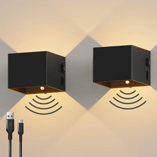 Vivid Green oplaadbare wandlamp – 2 pack – bewegingssensor