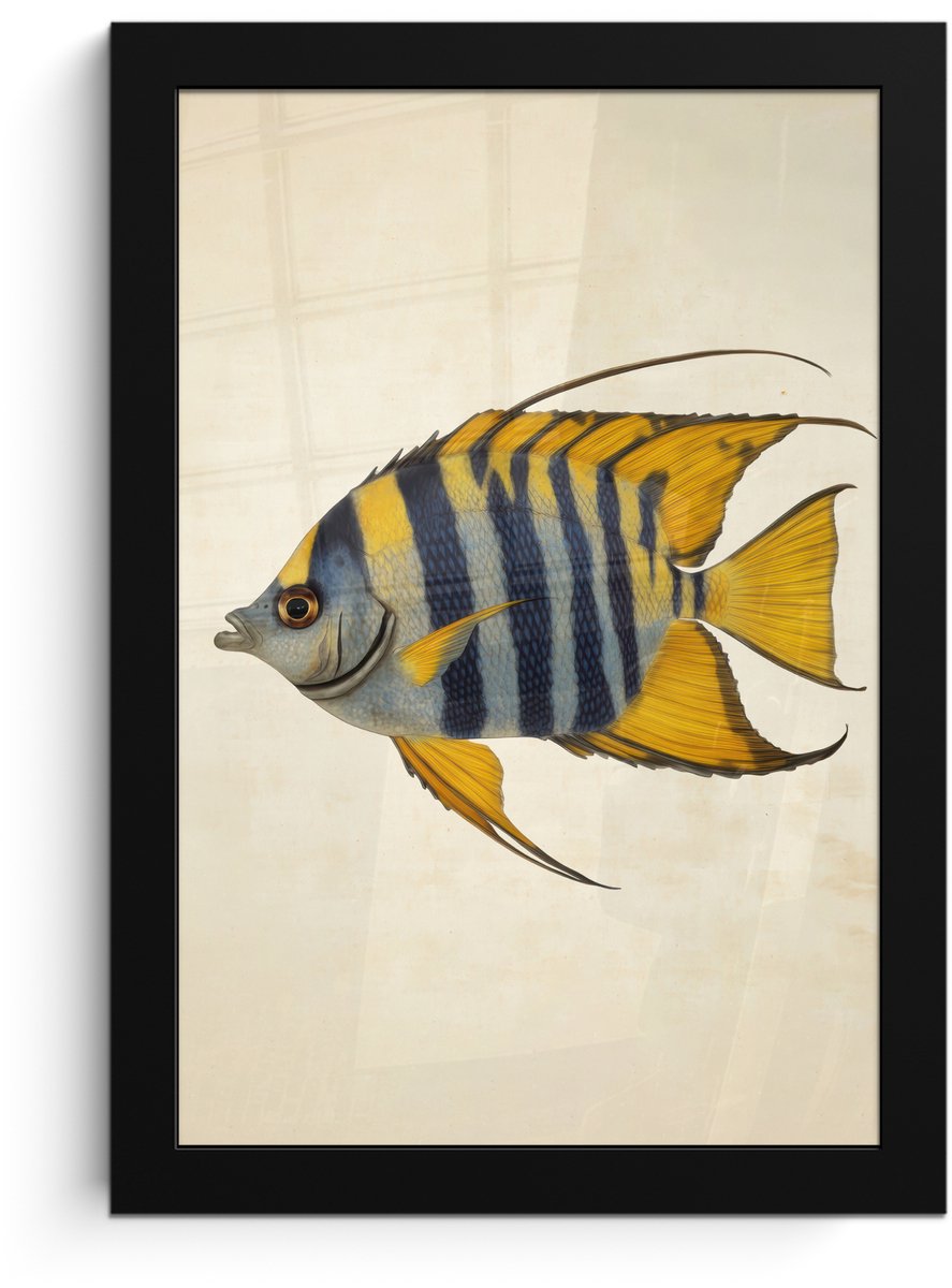 FrameYourWall Poster in lijst - Fotolijst 20x30 cm - Posters - Vis - Sierlijk - Vinnen - Illustratie - Posterlijst zwart - Decoratie - Wanddecoratie woonkamer - Muurdecoratie slaapkamer