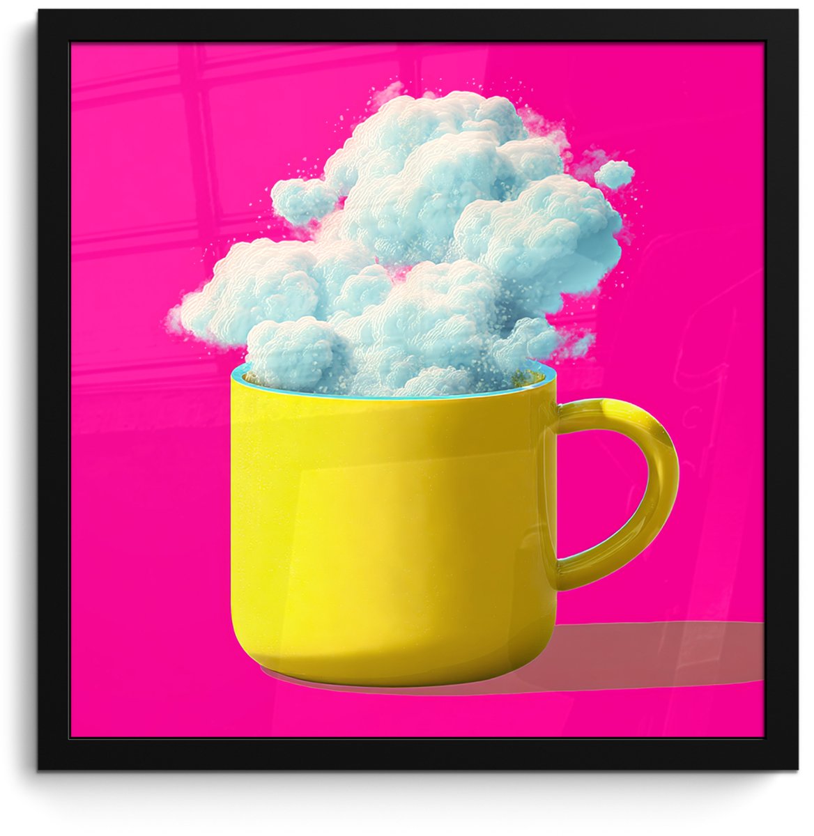 FrameYourWall Poster in lijst - Fotolijst 40x40 cm - Posters - Mok - Wolken - Roze - Minimalitisch - Posterlijst zwart - Decoratie - Wanddecoratie woonkamer - Muurdecoratie slaapkamer