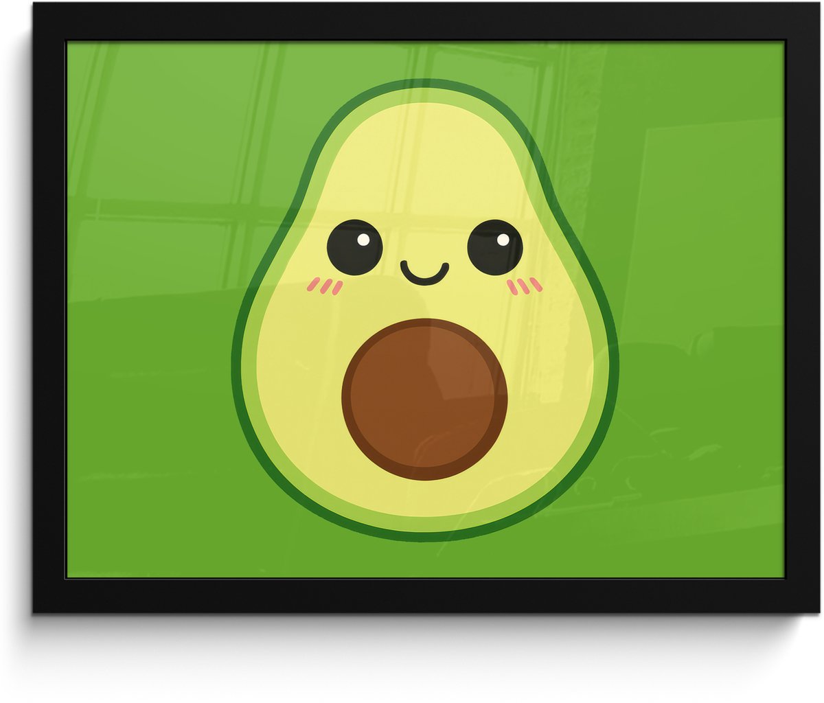 FrameYourWall Poster in lijst - Fotolijst 40x30 cm - Posters - Avocado - Groen - Speels - Posterlijst zwart - Decoratie - Wanddecoratie woonkamer - Muurdecoratie slaapkamer