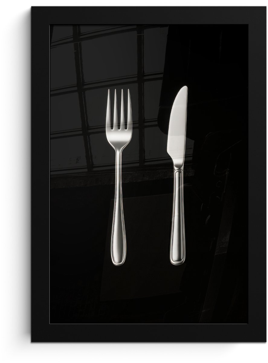 FrameYourWall Poster in lijst - Fotolijst 20x30 cm - Posters - Bestek - Klassiek - Elegant - Posterlijst zwart - Decoratie - Wanddecoratie woonkamer - Muurdecoratie slaapkamer