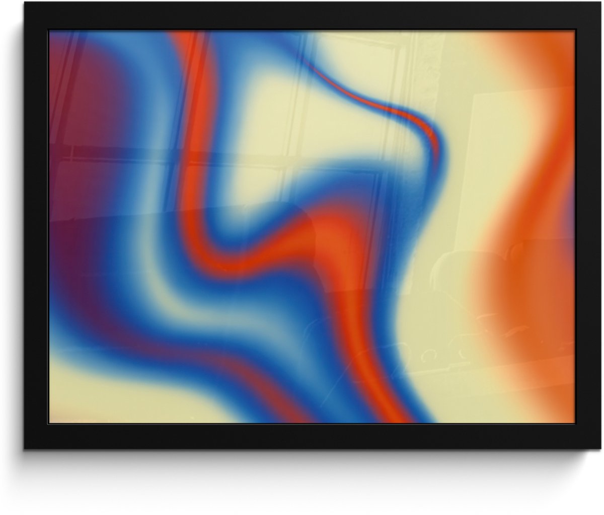 FrameYourWall Poster in lijst - Fotolijst 40x30 cm - Posters - Golven - Kleurrijk - Abstract - Posterlijst zwart - Decoratie - Wanddecoratie woonkamer - Muurdecoratie slaapkamer