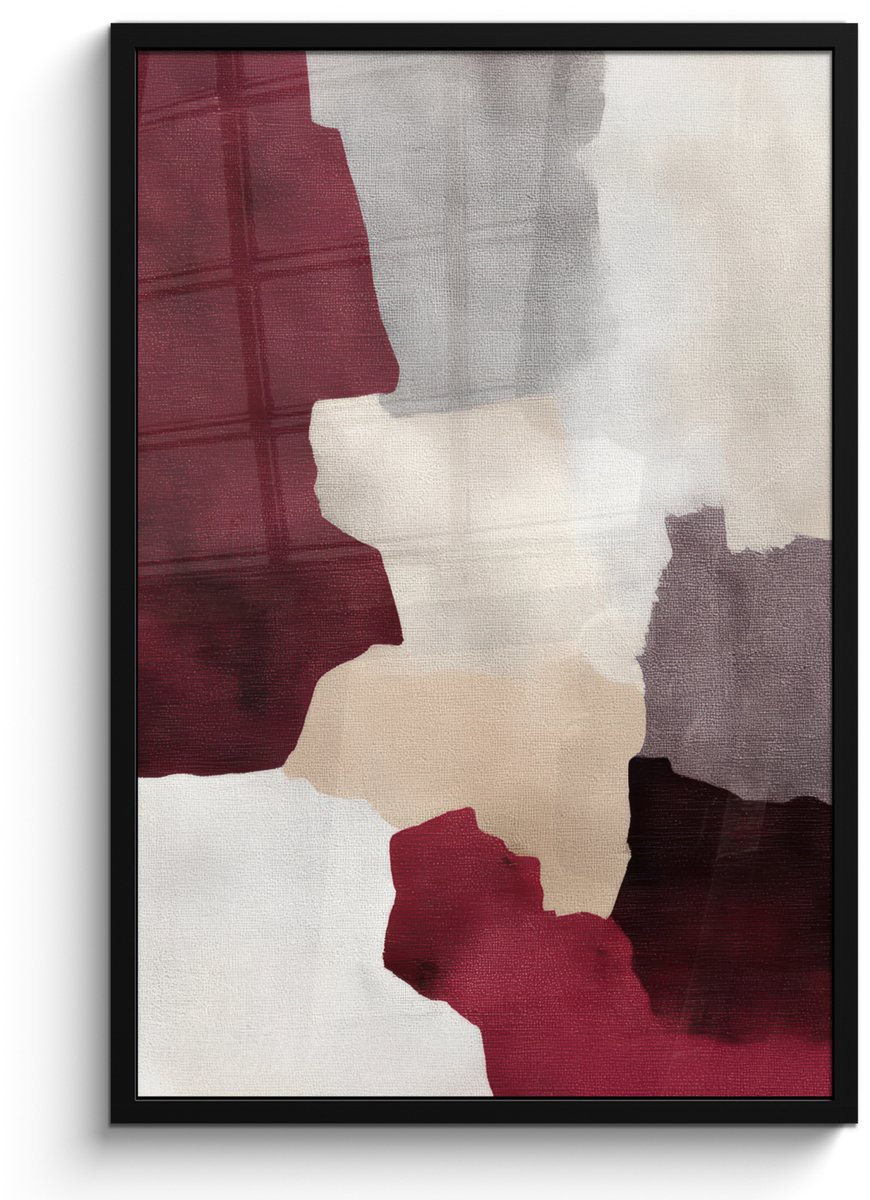 FrameYourWall Poster in lijst - Fotolijst 60x90 cm - Posters - Abstract - Kleurbakken - Rood - Posterlijst zwart - Decoratie - Wanddecoratie woonkamer - Muurdecoratie slaapkamer Abstract - Kleurvlakken