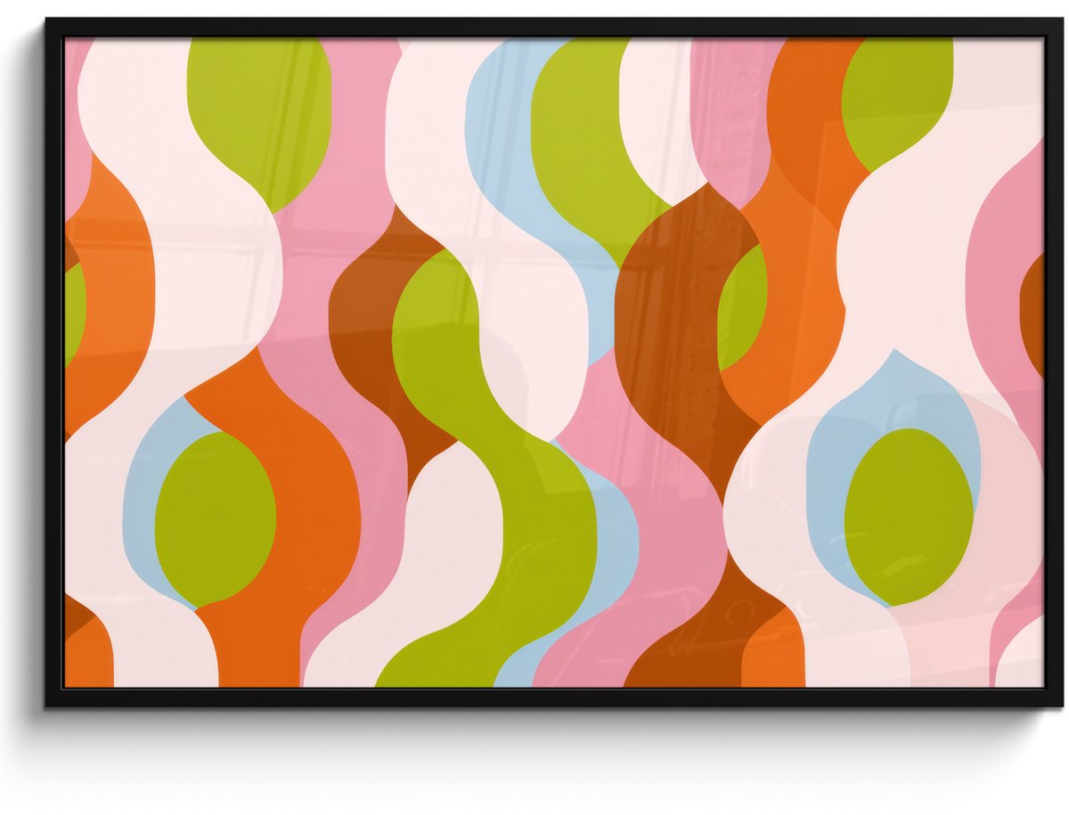 FrameYourWall Poster in lijst - Fotolijst 120x80 cm - Posters - Abstract - Vormen - Roze - Posterlijst zwart - Decoratie - Wanddecoratie woonkamer - Muurdecoratie slaapkamer