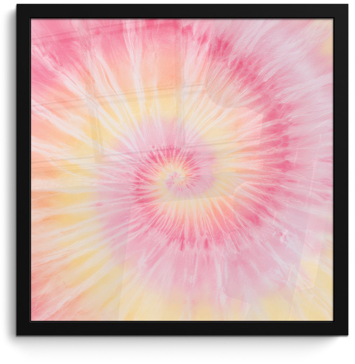 FrameYourWall Poster in lijst - Fotolijst 40x40 cm - Posters - Patroon - Tie Dye - Pasteltinten - Roze - Posterlijst zwart - Decoratie - Wanddecoratie woonkamer - Muurdecoratie slaapkamer Multicolor
