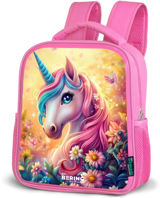 Sac à dos rose - Cartable fille - Licorne à fleurs colorées - Sac à dos Kinder fille - Cartable enfant - Sac à dos enfant pour l'école - Sac à dos scolaire