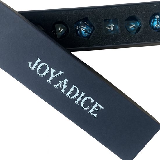 Ensemble de dés Joya Kids® Dungeons and Dragons | Set de Dés DnD Polydice | Ensemble de dés D&D | Ensemble de 7 pièces en résine | Coffre de rangement de Luxe inclus | Rouge et bleu