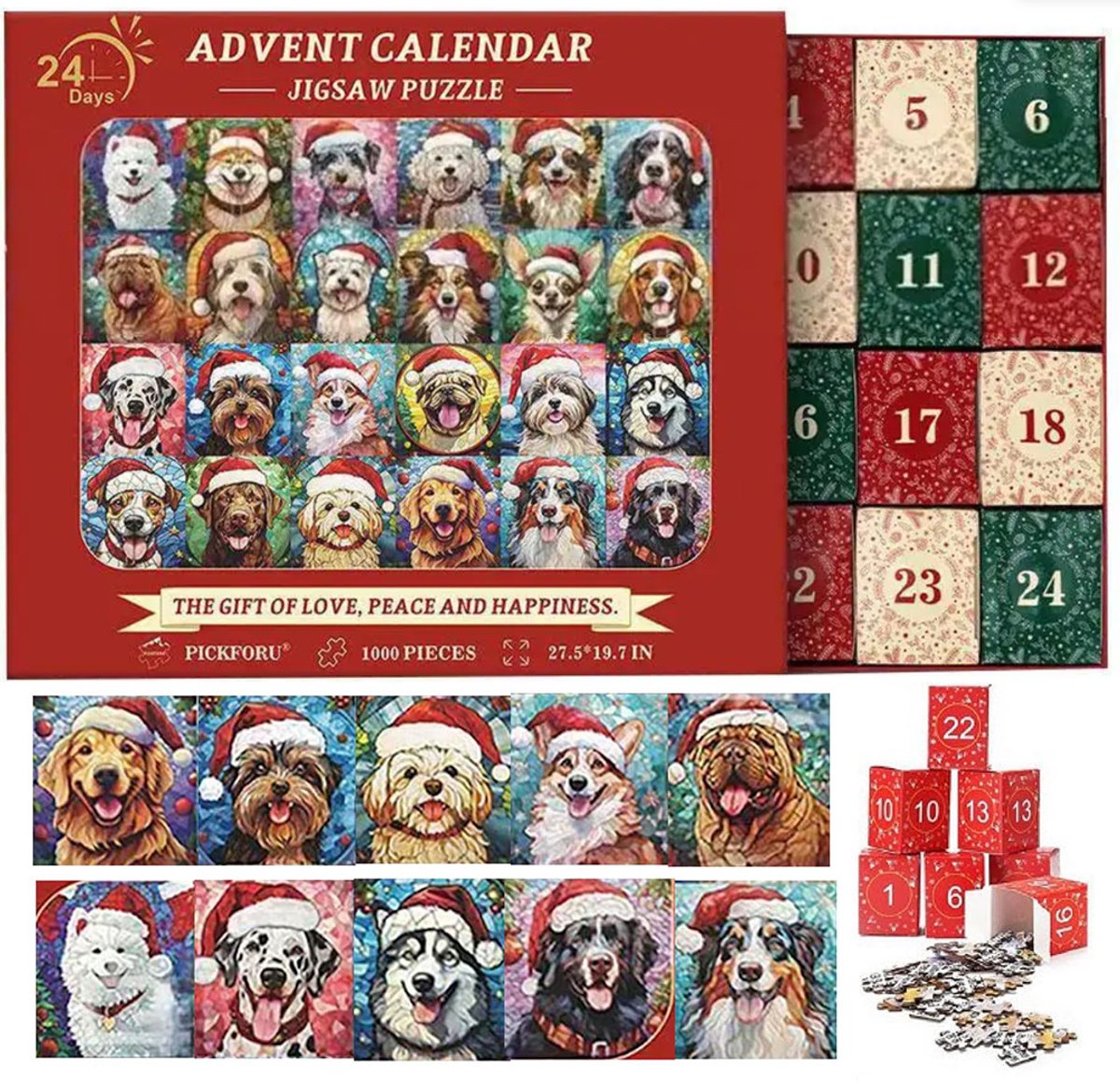 Adventskalender Puzzel Kerstdorp - 1008 Stukjes In 24 Dozen - Bouw Dagelijks De Kerstmagie Op