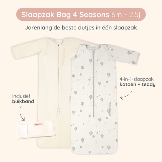 Puckababy Slaapzak 4 Seizoenen Baby - Zomerslaapzak en Winterslaapzak (6m-2,5j) - TOG 0.25 tot TOG 2.5 - Balloons van Puckababy — afbeelding 2
