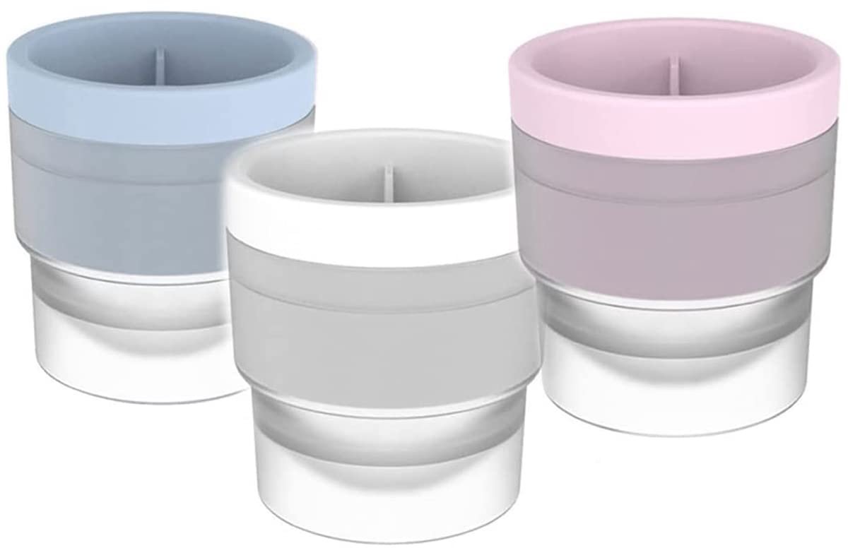 3-pack ijsbalvormen, siliconen ijsbalmaker voor whisky, cocktails en frisdranken, ronde grote ijsblokjesvorm van 2,4 inch, lekvrij en stapelbaar ontwerp, bespaart ruimte in de vriezer