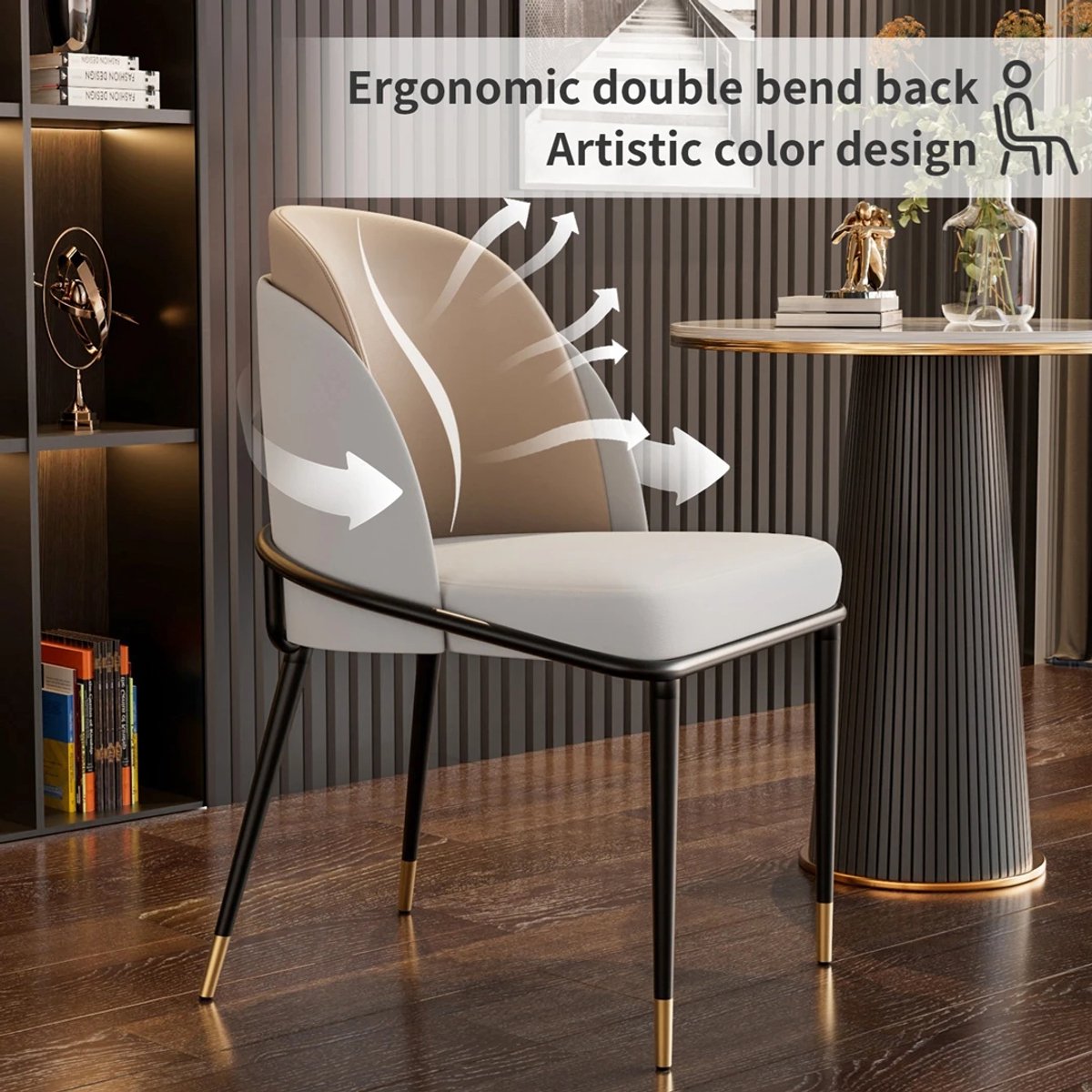 Wisfor - Moderne eetkamerstoelen - Microvezelleer bekleding - Luxe gewatteerde zit - Stevig metalen frame