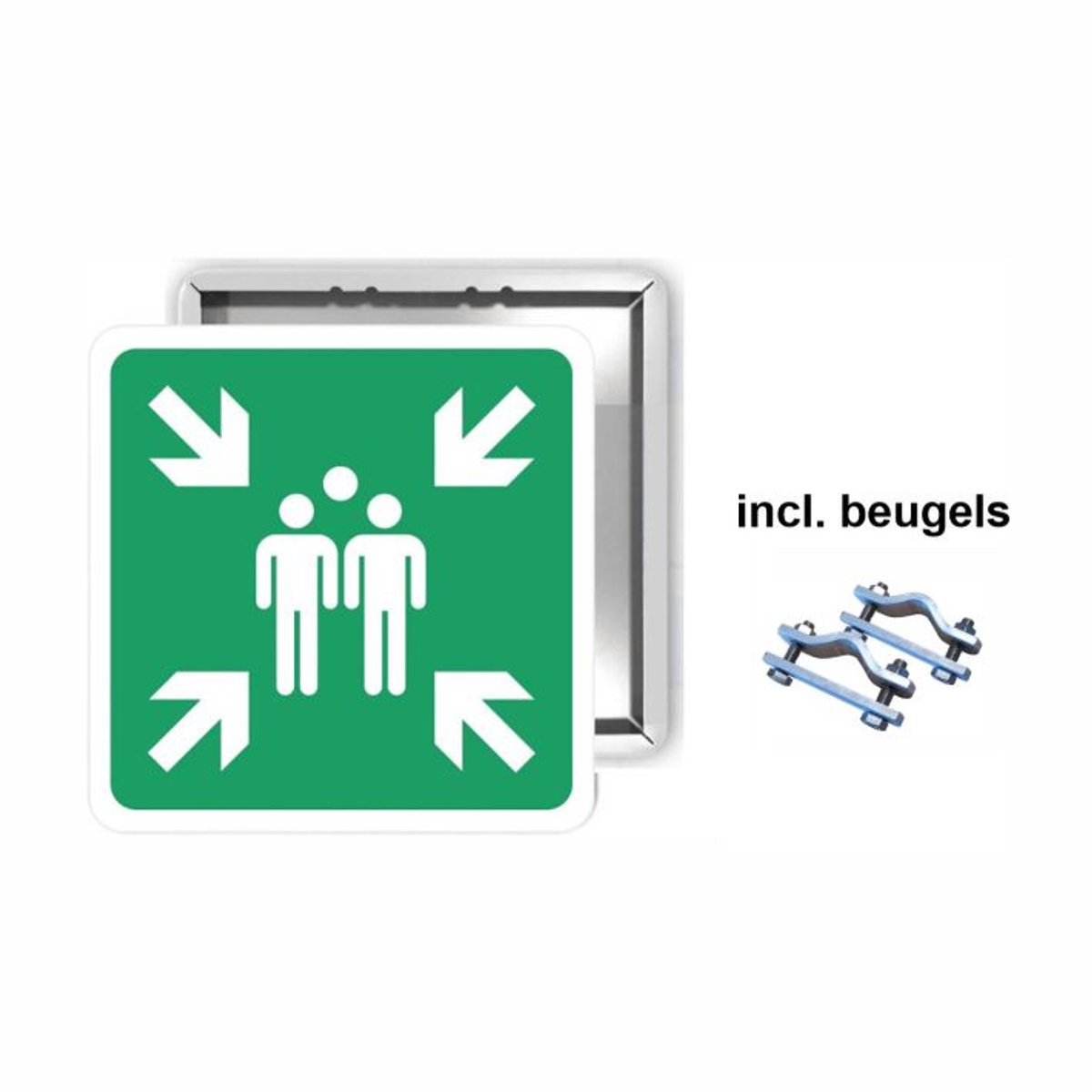 Bord Verzamelplaats 40 x 40 cm incl. spijlhek beugels WIT