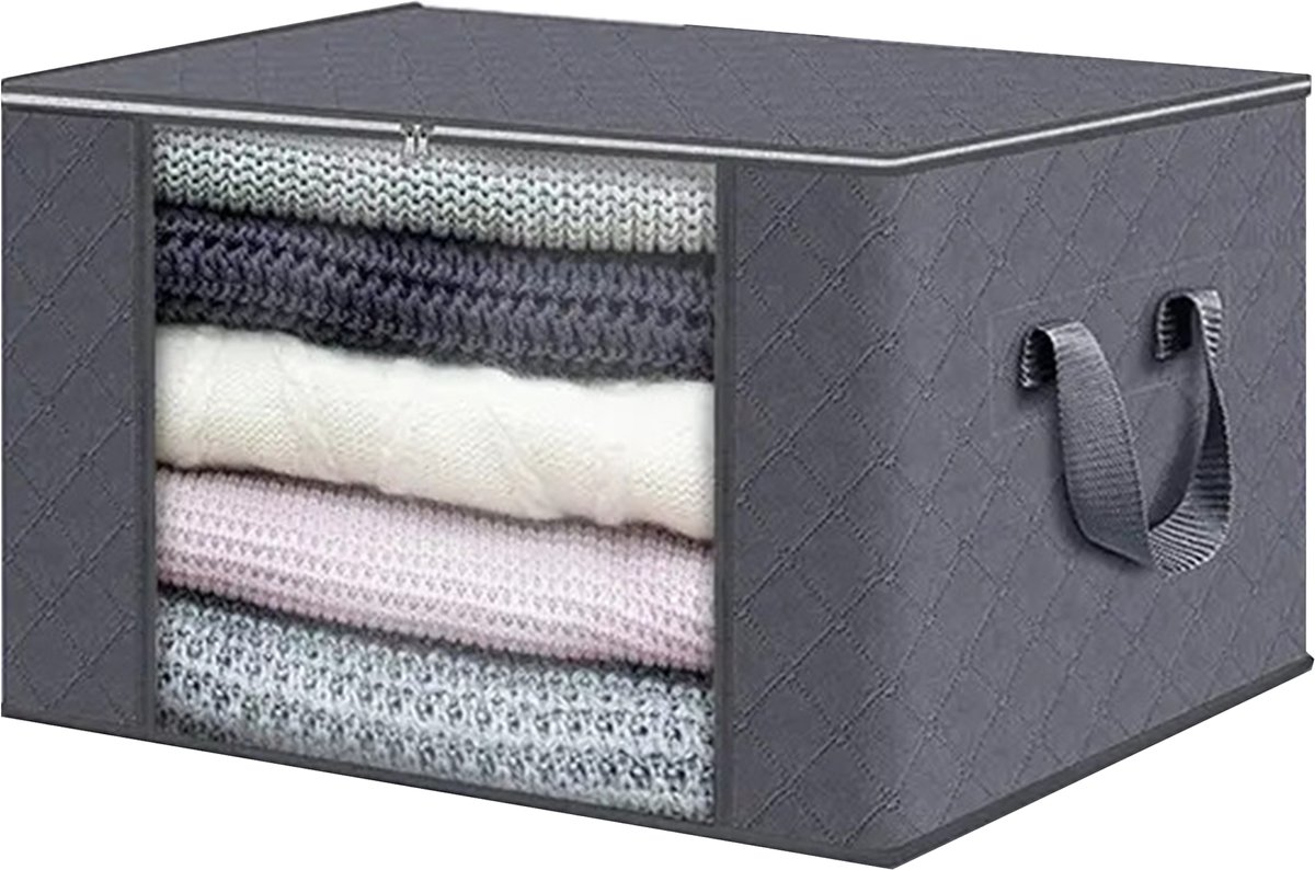 DIVERZA Opbergtas met Rits - Opbergzak Dekbed - Opbergers Organizer - Opbergzakken Kleding - Opbergtassen Speelgoed - Grijs