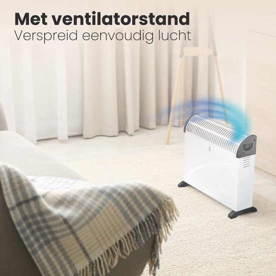Auronic Elektrische Convectorkachel - 3 Warmtestanden Met Ventilator - 750/1250/2000 Watt - Regelbare Thermostaat - Ventilatorkachel - Oververhittingsbescherming - Wit