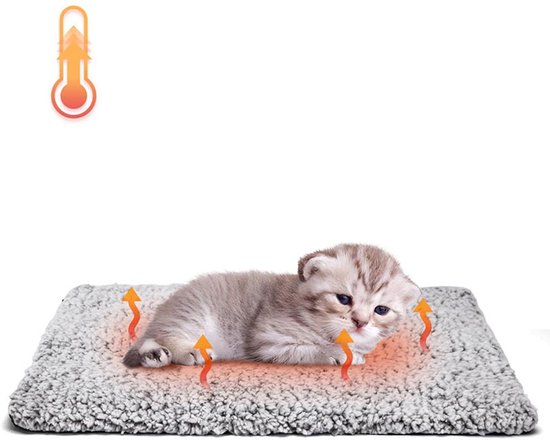 Pet Magasin Thermische mat voor katten (2-delige set) - Zelfverwarmend bed/ deken met isolatielagen voor kat hond, klein dier, antislipmat, grijs, groot