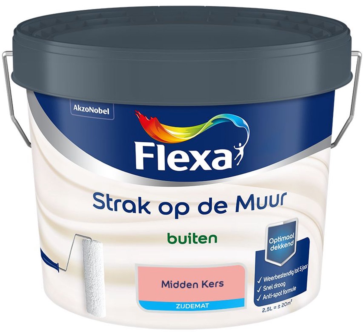 Flexa - Strak op de Muur Buiten Muurverf Zijdemat - Midden Kers - Mengverf - 2.5 L