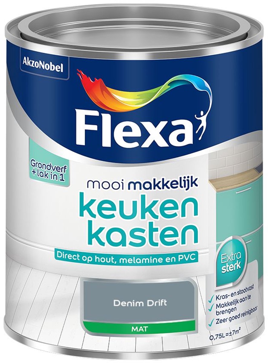 Flexa - Mooi Makkelijk Keukenkasten Mat - Denim Drift - Mengverf - 0.75 L