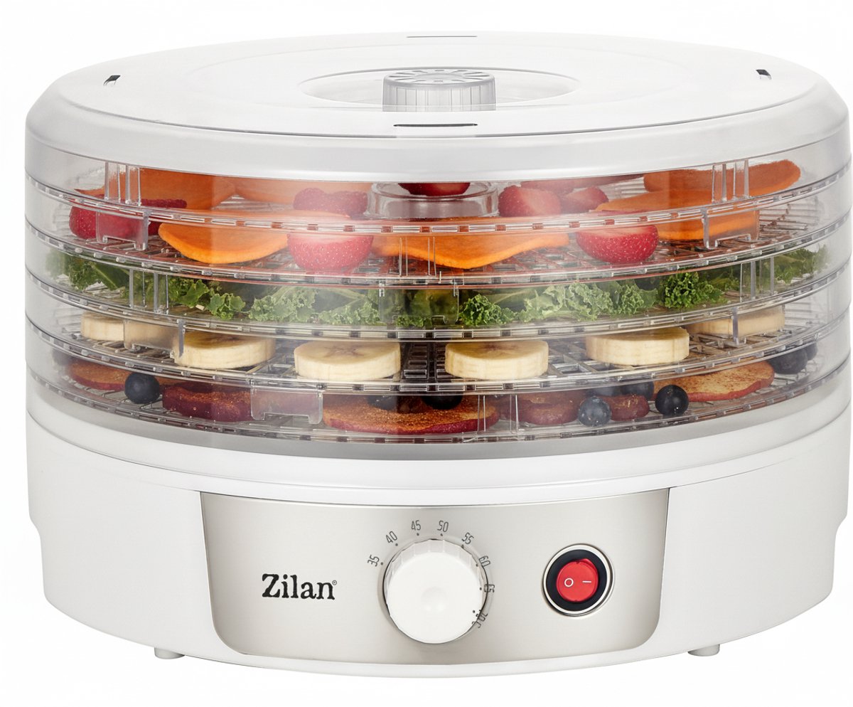 Zilan Voedseldroger ZLN2037 – 5 Lagen – 250W – BPA vrij - Instelbare Temperatuur 35-70°C – Tot 2 Liter Fruit, Groente, Vlees & Kruiden Drogen – Compact & Stil