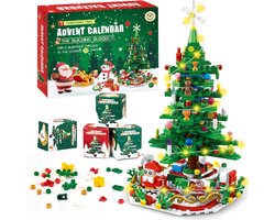 Adventskalender 2025 - Adventskalender – Bouwstenen - Kinder Bouwset met Licht – Kerstboom Bouwspeelgoed – Creatief & Educatief – Jongens & Meisjes – Feestdagen Cadeau
