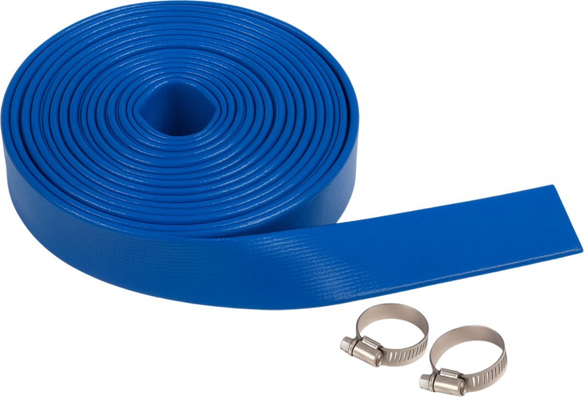 Deltaline Platte Afvoerslang voor Dompelpompen – 1 inch / 25 mm – 5 m – 3 Bar – Incl. 2 Slangklemmen