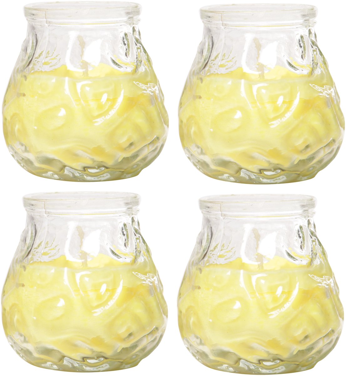 Cosy & Trendy Citronella Lowboy Tafelkaars - 4x - 7 cm - 17 branduren - citrusgeur - citronella sfeerkaarsen Geel
