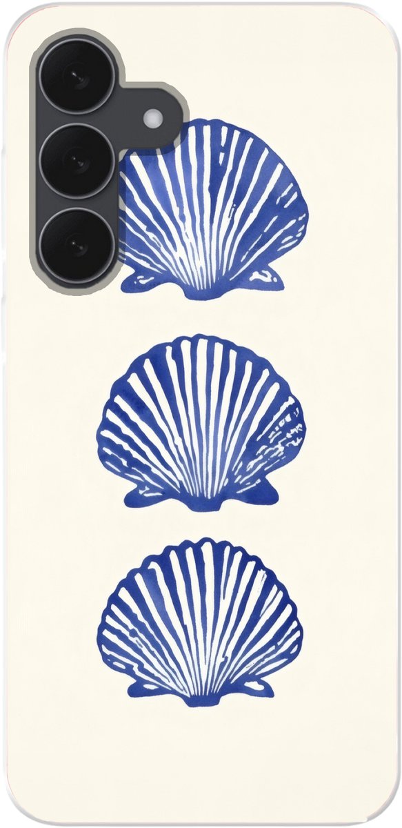 Telefoonhoesje Geschikt voor Samsung Galaxy S25 FE hoesje - Schelpen - Blauw - Patroon - Siliconen Telefoonhoesje Telefoonhoesje