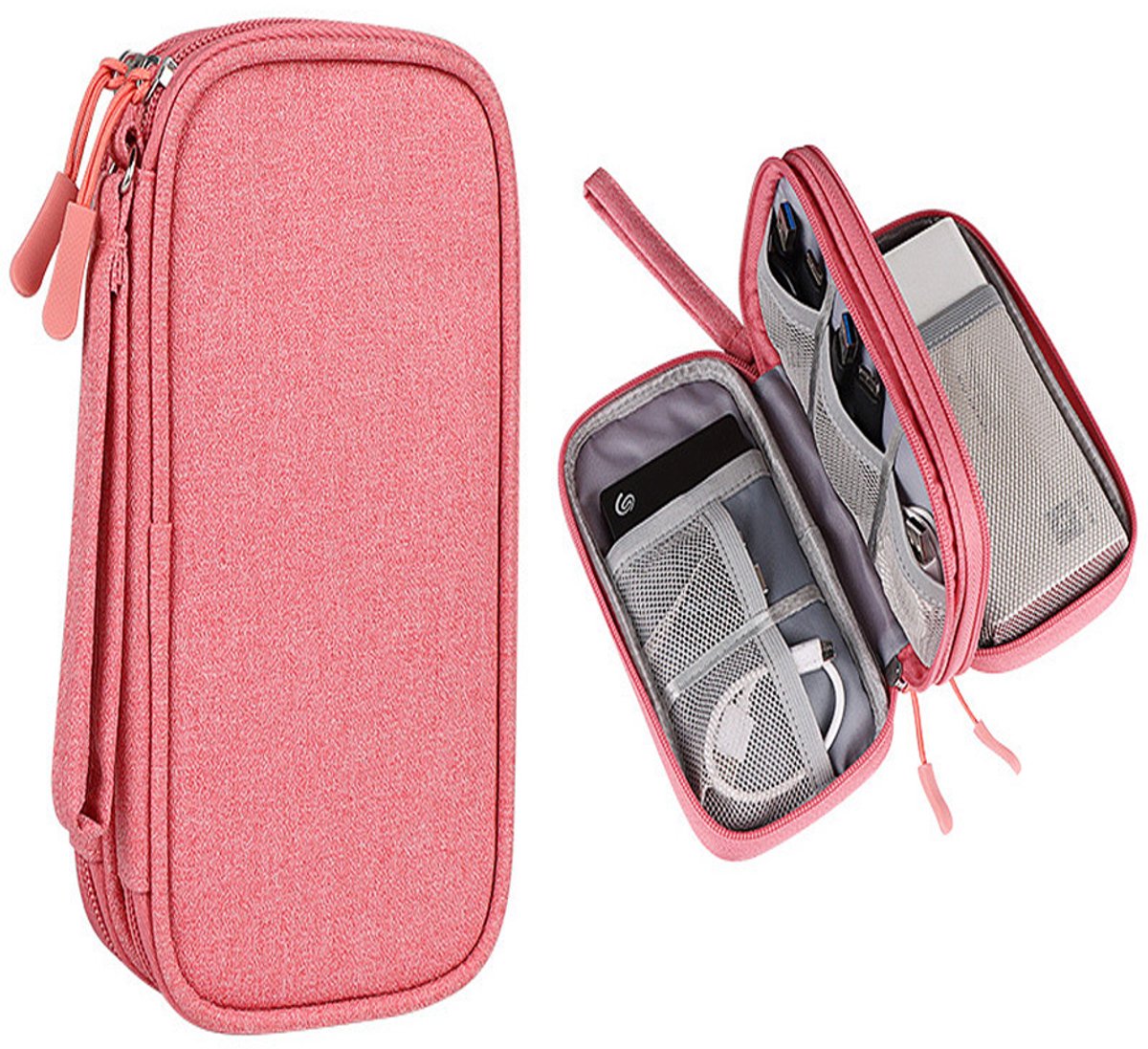 ElektronischeAccessoiresOrganizer-Rosa-KompakteGröße-GroteCapaciteit-IdeaalVoorReizen