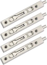 4 stuks (2 paar) vlakke deurgrendel Slot, verborgen grendel met veiligheidshefboom, roestvrijstalen schuifgrendel - (lengte 15 cm)