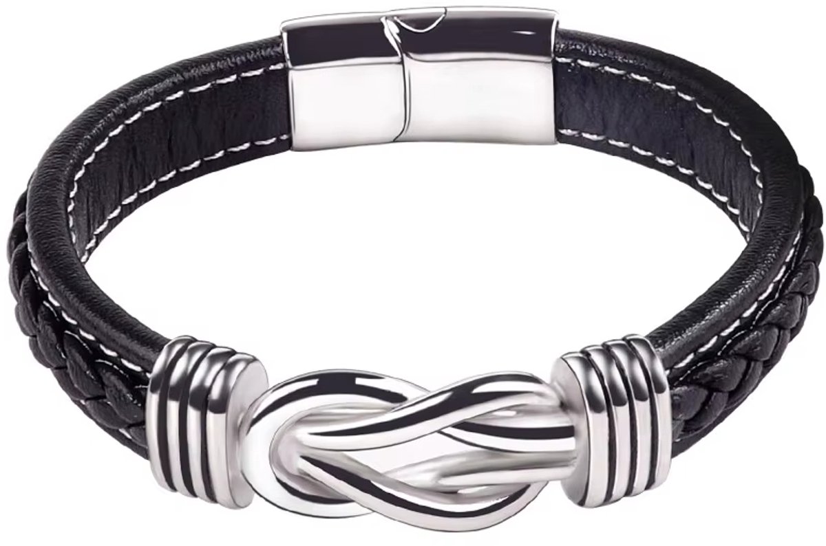 Gepersonaliseerde Heren Armband – Stoere Armband voor Mannen - Infinity Knoop Armband - Uniek Cadeau voor Vriend of Echtgenoot