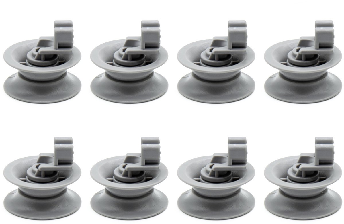 Wiel van bovenkorf - korfwiel korfwieltjes vaatwasser - Vaatwasser Korf Wieltjes Universeel - geschikt voor Bosch Siemens Atag Balay Neff - 8 Stuks - 31mm - Grijs