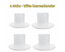 4-delige kaarsenhouder - Rond - Wit - Huwelijksfeest, jubileum, housewarming cadeau