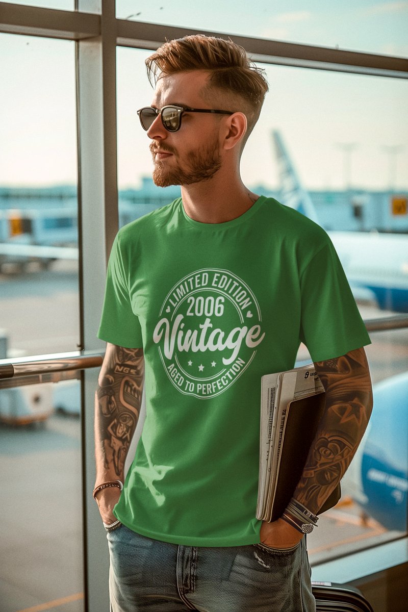 2006 Jaar Groen T-shirt Heren - Maat S - Aged Vintage - Verjaardag Cadeau Mannen - Limited Edition