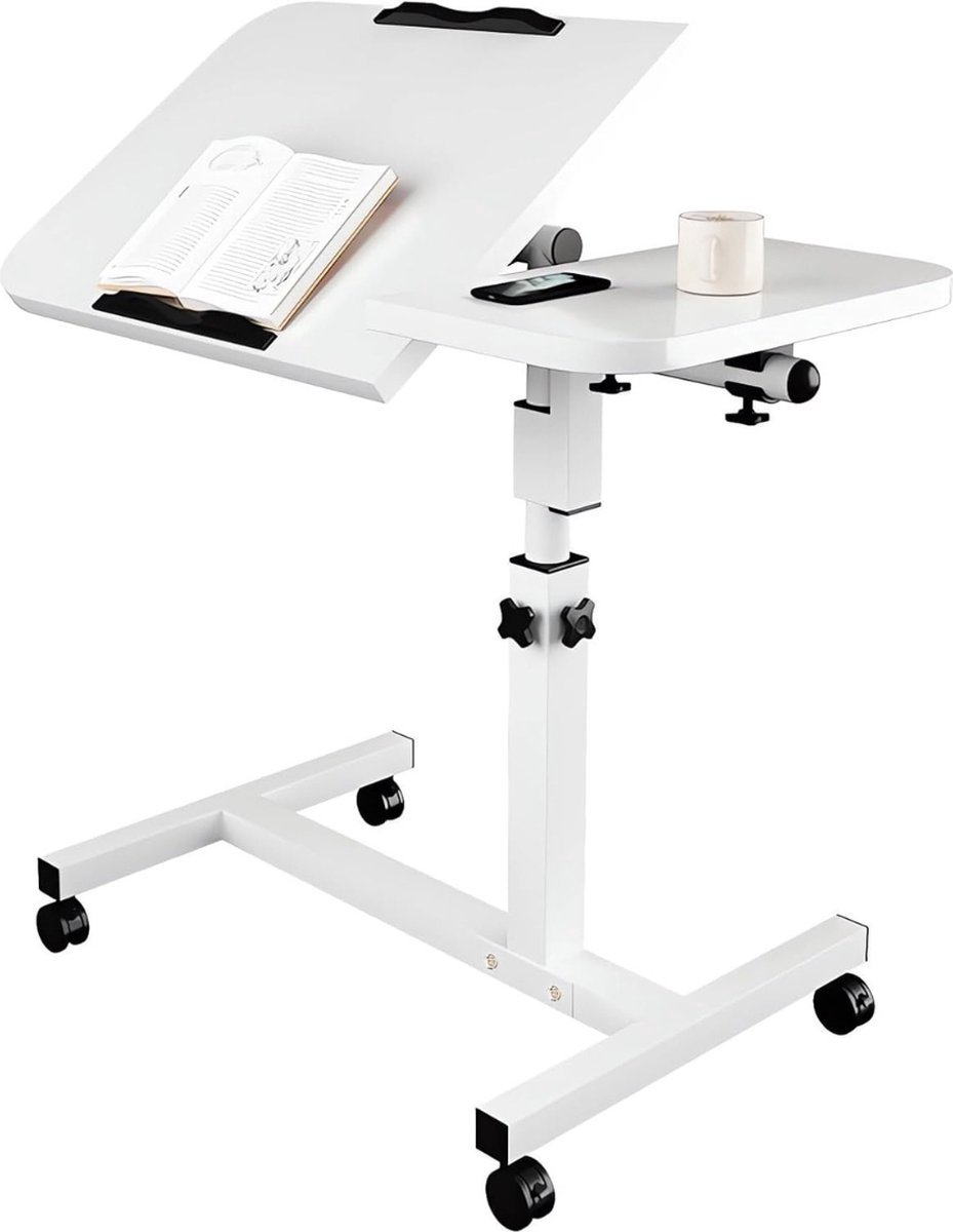 Thuys – Bedtafeltje Met Wielen – Bedtafel – Laptopstandaard – 60 x 40 x 60cm – Wit