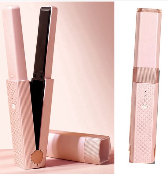 Stijltangen-krultang-Draadloze stijltang-USB-C oplaadbare reisstijltang-mini-keramische krultang-3 niveaus instelbaar-Snel opgewarmd-Geschenk