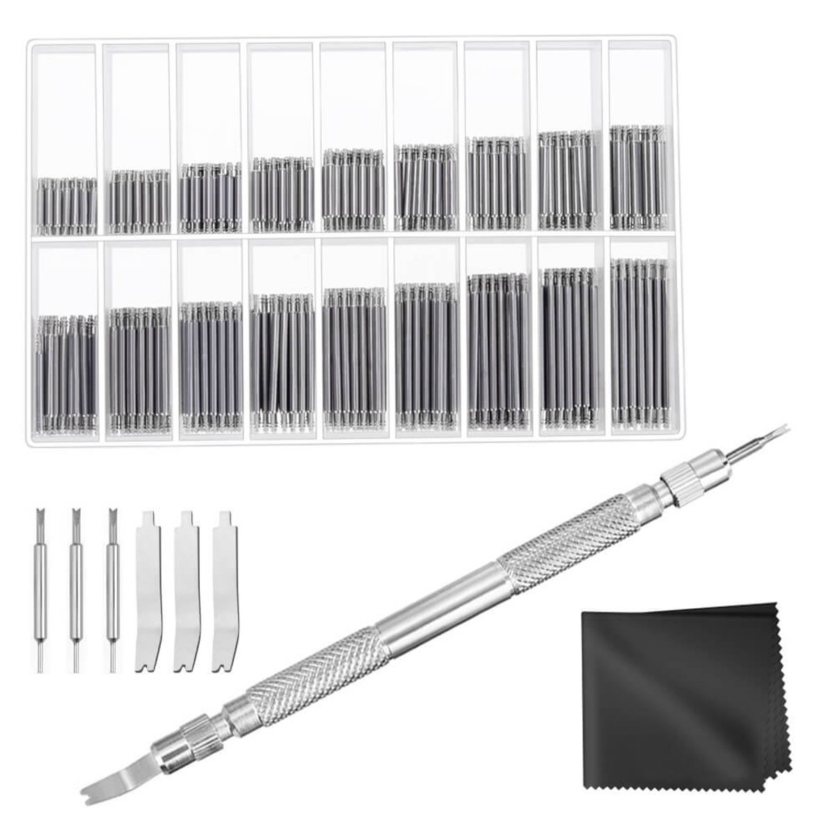 TRANKIELO® - Professionele Horloge Reparatie Kit - Veerstaaf Gereedschap, Band Verwijdering Tool 360 Horlogeband Link Pins