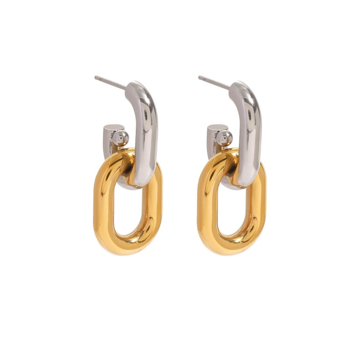 FlowJewels - oorstekers - twee kleurig - stainless steel