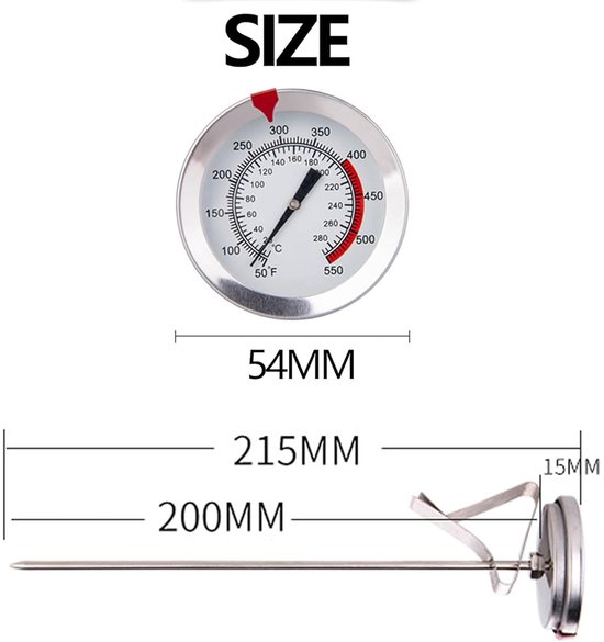 Lantelme 7589 Set van 2 analoge koelkastthermometers om op te hangen met haak of zuignap aan de koelkast, analoge thermometer voor koelkast, vriezer, roestvrij staal