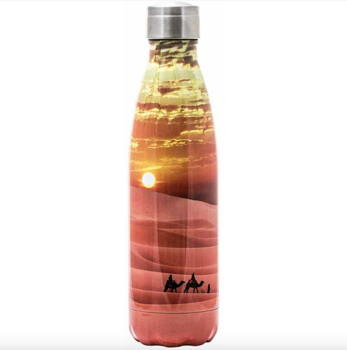 YK Design Isolerende drinkfles 500 ml - Desert design - Dubbelwandig RVS - 12u warm / 24u koud