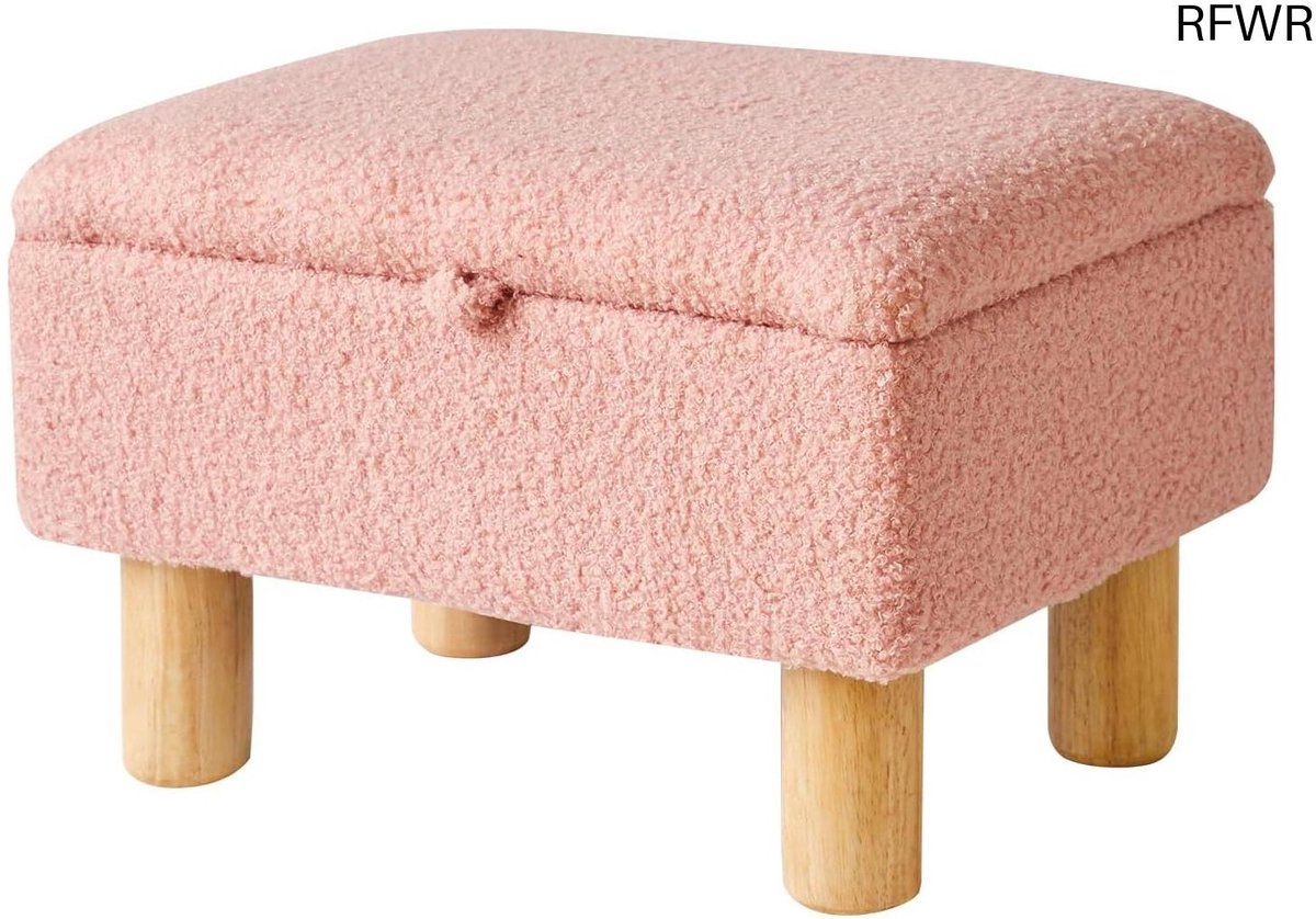 RFWR® Luxe Kleine Voetenbank met Opbergruimte van Imitatiebont - Multifunctionele Poef voor Woonkamer en Slaapkamer