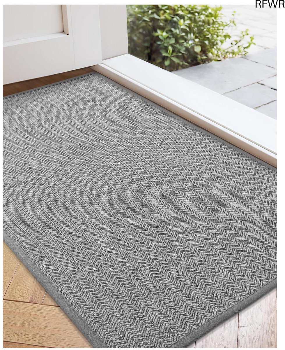 RFWR Antislip Deurmat 43,5 x 75 cm - Wasbare en Vuilafstotende Mat voor Binnen en Buiten Grijs