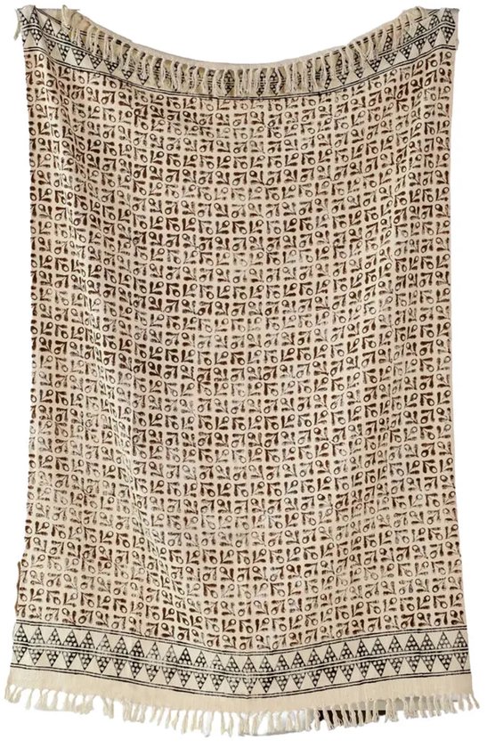 Urbane Hide | Marokkaanse katoenen plaid | Plaids | 125x180 cm | plaid met Franjes | 100% Katoen | Rood en Creme