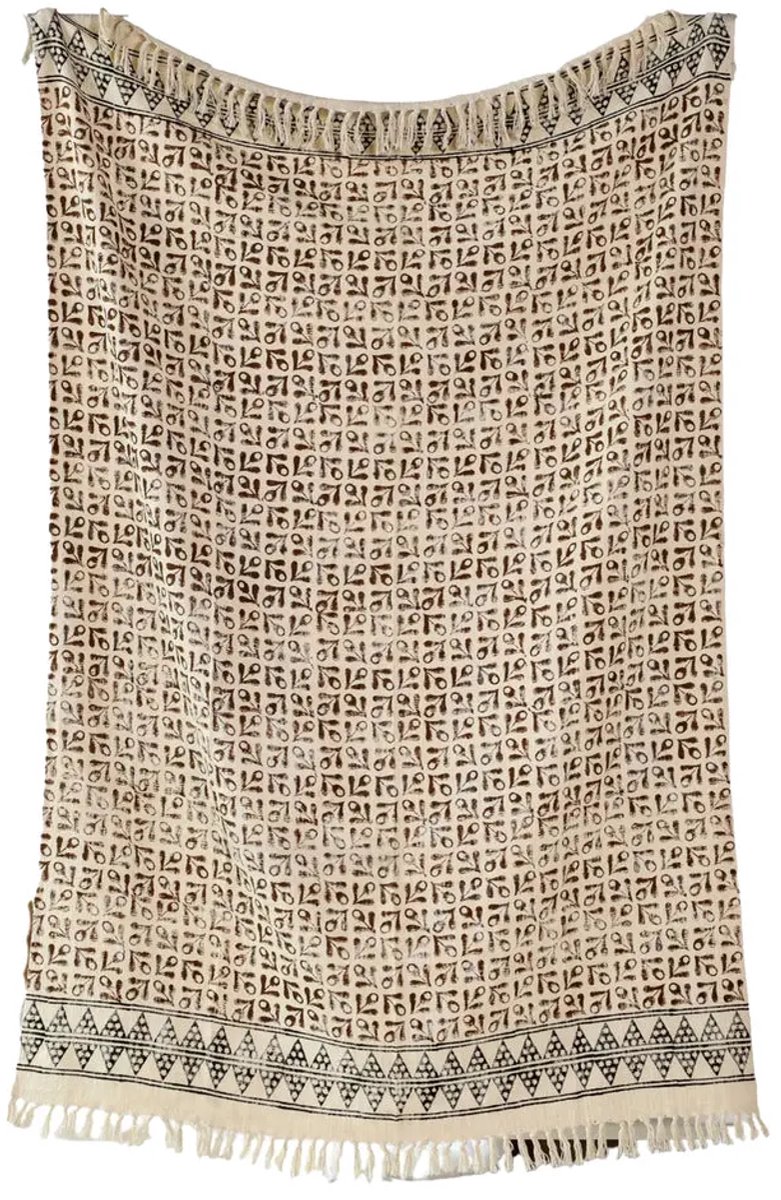 Urbane Hide | Marokkaanse katoenen plaid | Plaids | 125x180 cm | plaid met Franjes | 100% Katoen | Rood en Creme