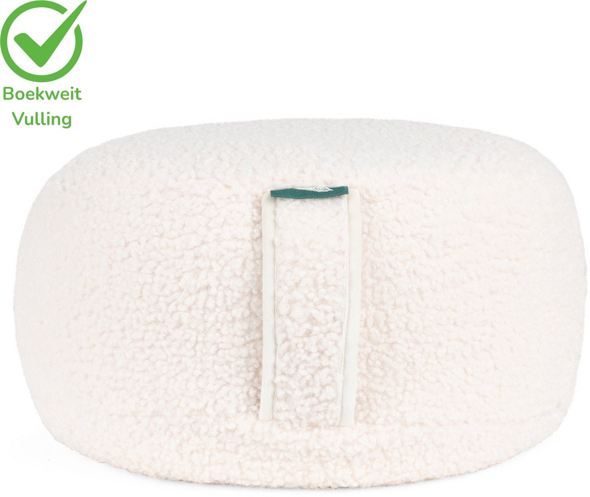 Bol.com MindBaas - Meditatiekussen - Eco - Teddy - Wit - Dubbel Gestikt - 15 x 33 cm (hoogte x diameter) - Yoga kussen - Yogakus... aanbieding