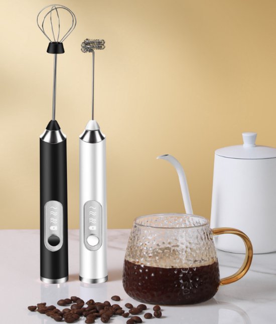 1stuk - Melkopschuimer - Draadloze melkopschuimer - Oplaadbare elektrische melkopschuimer - Geschikt voor cappuccino, latte en beslag - 2-in-1 keukengadget - Koffieaccessoires - Keukengadgets - wit van K☕️FJE! — afbeelding 5