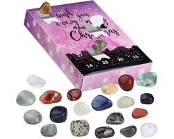foto van Kinderen Edelstenen Adventskalender - met 24 edelstenen, kristallen, mineralen en fossielen - Kerst aftelkalender, leerzaam cadeau voor kinderen, tieners en volwassenen - Natuursteencollectie, geleverd in een luxe geschenkdoos (Roze Paars)