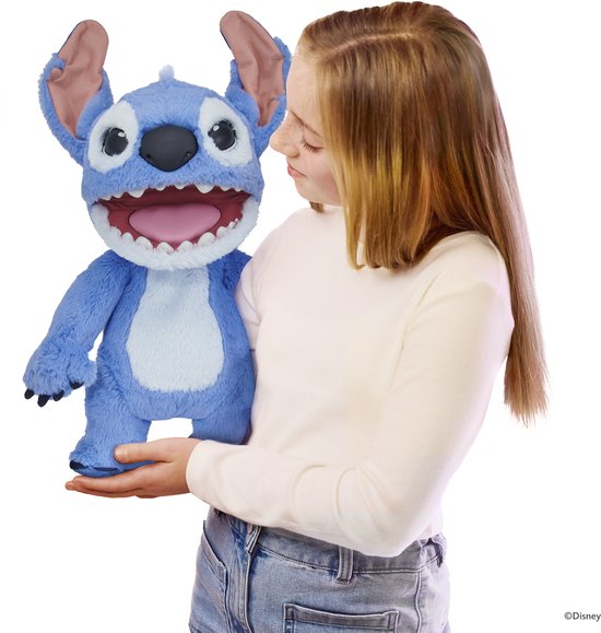 WoW Stuff Disney Stitch Interactieve Knuffel 45 cm - Bewegende Stitch Pop met Geluid - Real FX Puppetronic Animatronic